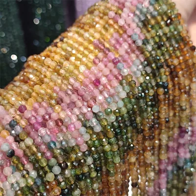 Multi Tourmaline Beaded Bracelet 3mmTourmaline Faceted Rondelle Beads