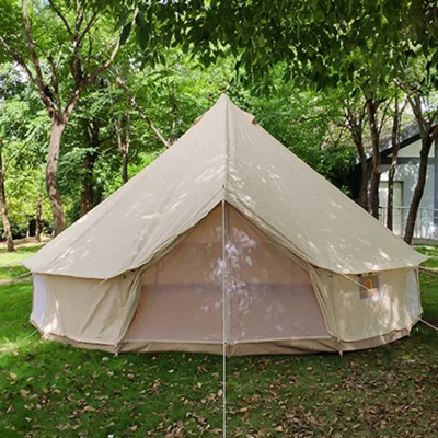 Outdoor Camping Resort Shelter Bell Tent Canvas Luxury Waterproof Large Space Glamping Tent