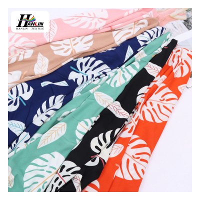 High Stretch Leaves Printed Spandex Woven Fabric and Textiles for Clothing