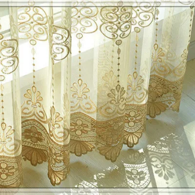 Embroidery Sheer Linen Fabric for Home Window
