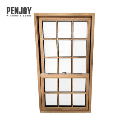 Penjoy Custom Aluminum Clad Wood Double Hung Windows Vintage Aluminum Wood Composite Sash Windows For Villa House