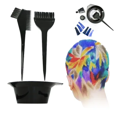 3 Pieces Hair Dyeing Set Mixing Bowl Kit Comb Dye Bowl Brush Hair Coloring Dyeing Bleaching DIY Salon Tool