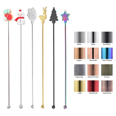 Stainless Steel Drink Mixer Cocktail Stirrer Long Handle Dishwasher Safe Portable Christmas Style Reusable for Germany Gaffel