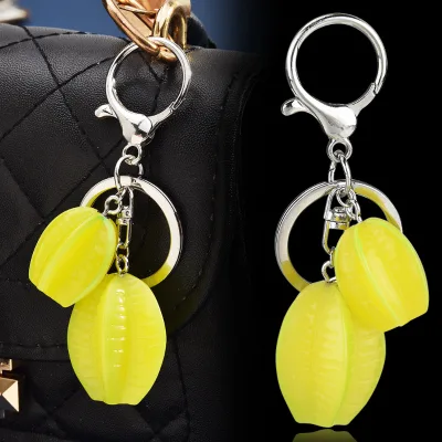 Wholesale Apple Crystal Keychain Pendant for Bag Accessory Cute Rhinestone Fruit Pendant Key Lanyard Car Key Ring Jewelry