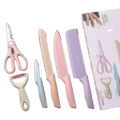 New Special Design Multifunction Stainless Steel Set of Colored Six Piece Kitchen Knife Set