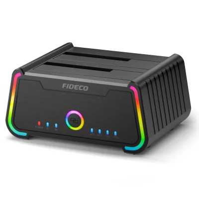 Manufacturer Superior Quality ABS Duplicator One to One Usb3.2 Gen1 SATA HDD SSD Hard Drive Docking Station with RGB