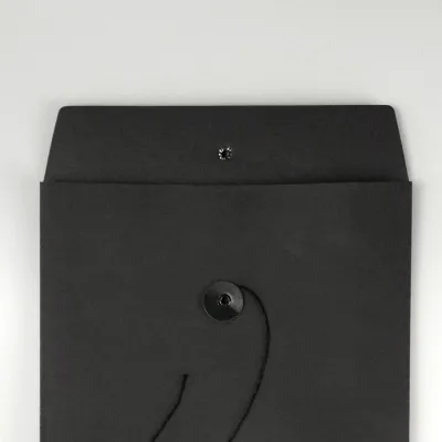 Custom Printed Black Kraft A4 File Bag Unit Office Information Wallet Envelope with Bronze Finish Custom Logo