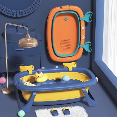 Plastic Foldable Baby Bathtub Small Foldable Design for Newborn & Children Home Use Bathing Supplies