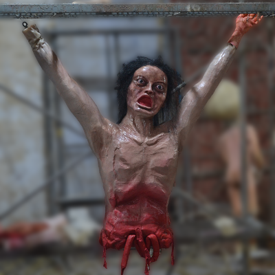 Human Size Half-Torso Human Customizable Ghost Model with Exposed Intestines LED Eyes for Halloween Parties Haunted House