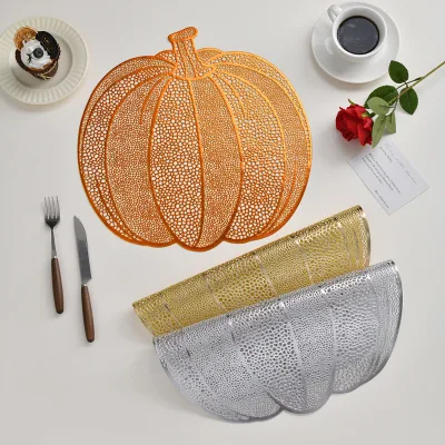Creative Design of Nordic Style Halloween Pumpkin Table Mat, Washable, Waterproof, Heat-resistant, and Insulated for Home Use
