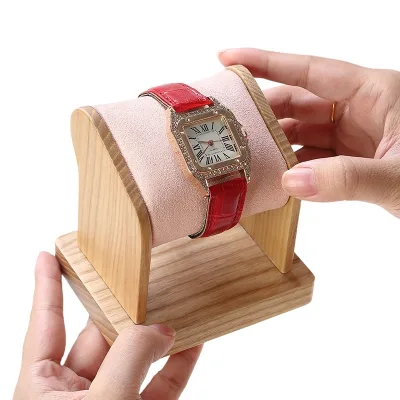 DIGU Custom High Quality Wood and Microfiber Watch Holder Upright Men Premium Single Watch Display Stand