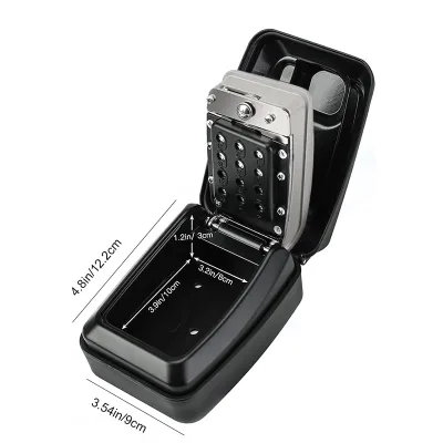 12-Digit Combination Waterproof Outdoor Key Safe Extra Large Wall-Mounted Lockbox for Home Office Garage Made Aluminum Alloy