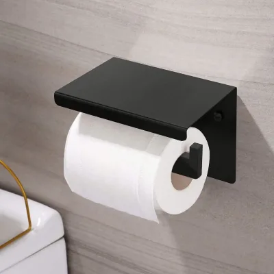 Wholesale Multifunctional Decorative Waterproof Metal Self Adhesive Tissue Shelf Storage Toilet Paper Holder