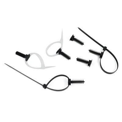 Black Cable Tie Masonry Screw Mounts - up to 9mm Cable Ties