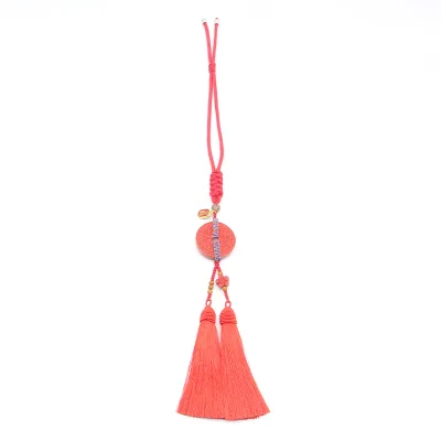 Lucky Car Decoration Attachment Cinnabar Safety Buckle Bag Accessory Handicraft Pendant with Tassel