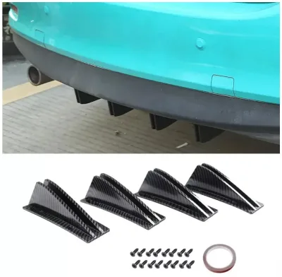 4 PCS Universal Spare Parts Body Protector Rear Bumper Corner Lip Diffuser Splitter Canard Protector Auto Parts Shark Fin Style