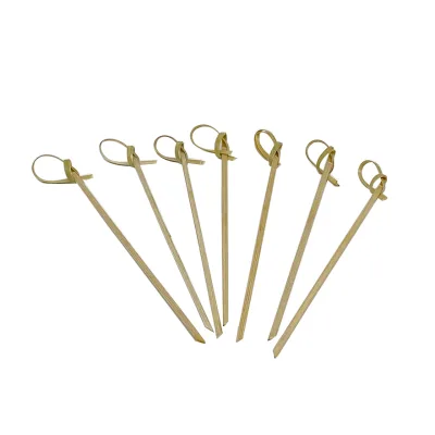 Bamboo Knot Picks 4.75 Inch Eco-Friendly Disposable Appetizer Sandwich Cocktail Drinks Toothpicks