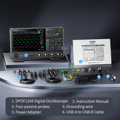 FNIRSI DPOF1204 200MHz 4CH Digital Phosphor Oscilloscope 1GSa/s 14Mpts DPO Waveform Generator