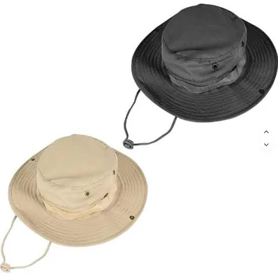 Wide Outdoor Camo Boonie Bucket Hat String Sports Cap for Camping Fishing Travel Mountaineering Sunscreen Jungle Visor Character