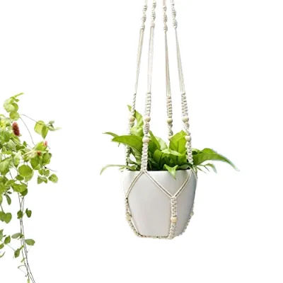 INUNION Plant Hanger Green Hanger Indoor Decoration Handmade Craft Bohemian Style Cotton Cord Net Hanger