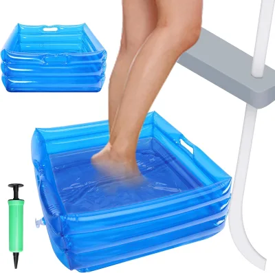 Portable Inflatable Pool Foot Bath Basin Plastic Swimming Pools Accessories for Soaking and Entry Ladder for Ground Wash