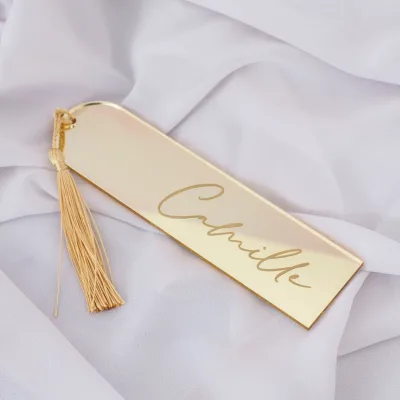 Personalized Plated Gold Acrylic Bookmark Extruding Cutting 2MM Thickness Eco-friendly DIY Printing Business Gift for