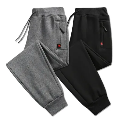 Cotton Sweatpants Men's Straight Trousers Plus Size Men's Casual Pants Autumn and Winter With Thick Velvet Pants