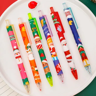 Wholesale Promotional Christmas Holiday Black 0.5mm Gel Pens 14*1.3cm Plastic UV Printing Non-Erasable ABI BY-658