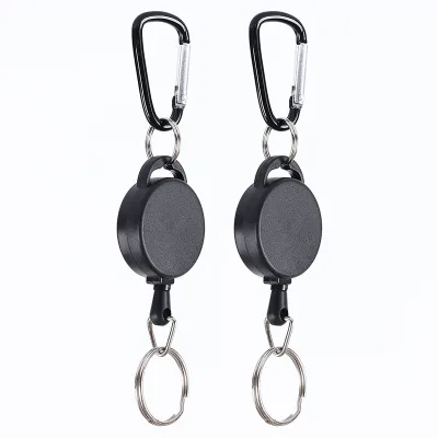 Steel Wire Retractable Key Reel with Carabiner, Anti-Loss Anti-Theft Clip, Climbing Accessories for Outdoor Hiking Camping Gear