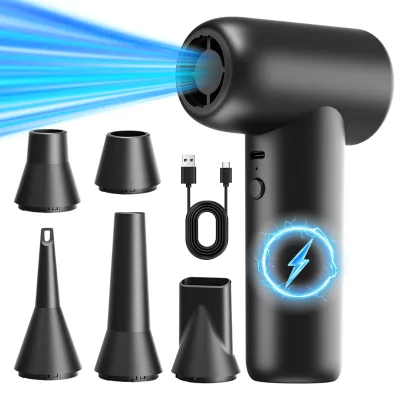 Powerful Handheld Turbo Blower 110K RPM Brushless Motor 4000mAh Rechargeable Battery 4 Gear Versatile Nozzle Set for Dusting
