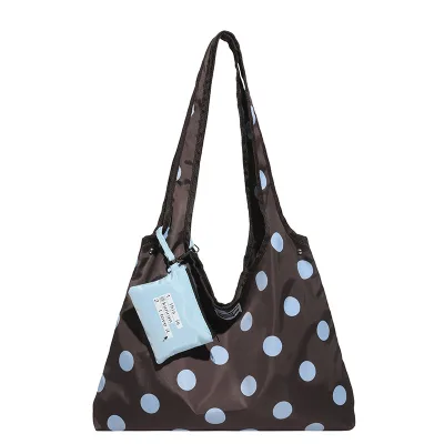 Ins Korean Style Wave Point Single Shoulder Bag Female Student Artistic Canvas Open Polka Dot Pattern Large Size Hand-Held