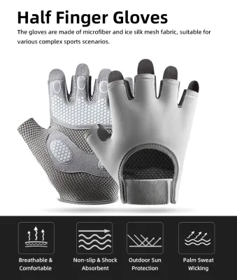Durable Gym Fitness Weightlifting Half-Finger Thin Gloves Breathable Half Finger Sports Gloves for Outdoor Sports