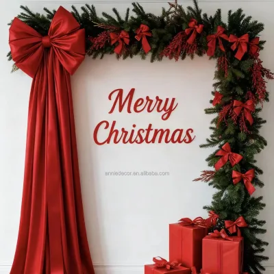 ANNIELU Modern Photo Booth Props Christmas Fabric Backdrop Bows Giant Indoor Wall Decorations