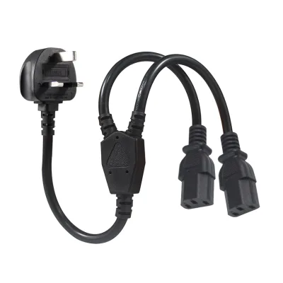 Double Branch Socket Splitter Adapter Iec Split C13 3*1.0Mm Rubber Cable