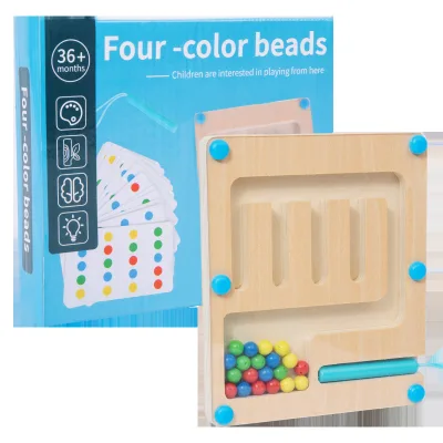 Wooden Shape Matching Game Toys Multi Functional Beads Maze with Color Chess Toy for Kids Parent Child Interactive Games