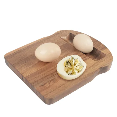 Toast Shaped Acacia Wood Breakfast Egg Bread Food Serving Board for Kitchen Restaurant