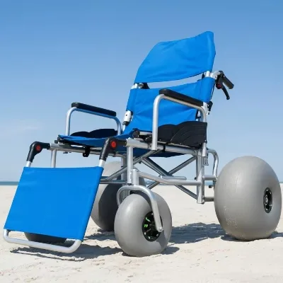 Portable All Terrain Mobility Beach Wheelchair PU Wheels Corrosion Resistant Steel Frame 150kg Capacity CE Certified for Adults