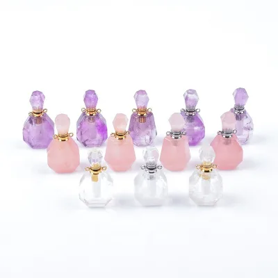 Luxury Perfume Bottle Necklace Wholesale Obsidian 100 Natural Stone Perfume Bottle Necklace Fluorite Gem Stone Perfume Bottle