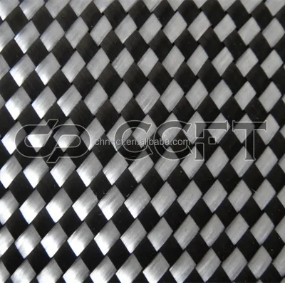 High Quality Carbon Fiber Cloth, 3K Carbon Fiber 300 Tex Fiberglass 250g Plain Carbon Fiberglass Hybrid Fabric (White_black)