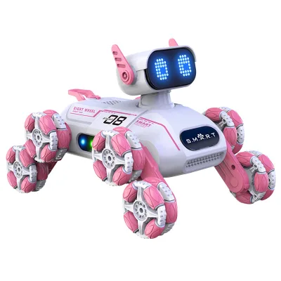 2.4Ghz stunt intelligent robot dog light emitting diode facial display robot toy automatic remote control children's car toy