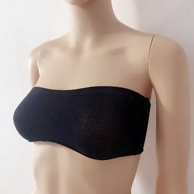 Black Nylon Elastic Strapless Bra for Women Breathable Knitted Mesh Underwear for Spa Salon Everyday for Adults Pregnant Women