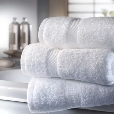 Commercial White Hotel Towel Pure Cotton Absorbent White Face Towel Wear Resistant Easy Clean White Bathroom Towel for Hotel