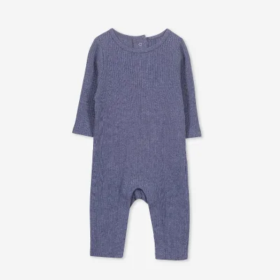 High Stretchy Summer Long Sleeve Knitted Rib Snap Organic Baby Onesie