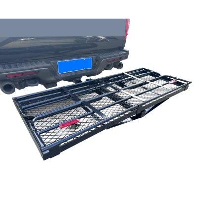 Heavy Duty Iron Foldable Universal Truck Hitch Cargo Carrier Large Steel Mesh Rear Luggage Rack Wholesale Basket with Reflectors
