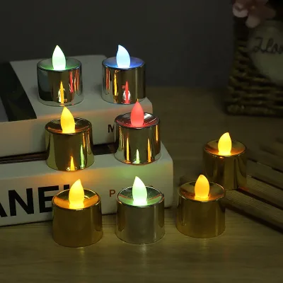 Color-plated Simulation Candle Lamp Wholesale LED Candle Wave Mouth Birthday Wedding Layout Props