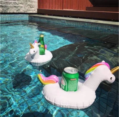 Inflatable Unicorn Drink Holder Plastic Floating Drink Floatie for Pool Wedding & Party Beverages