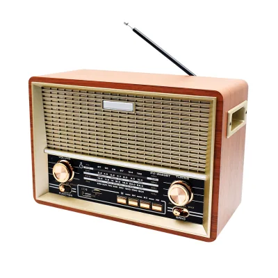 Lower MOQ Wholesale Elegant Vintage Design Retro Radio Support USB/TF AM/FM/SW1-2 4-band Radio with Rechargeable Battery