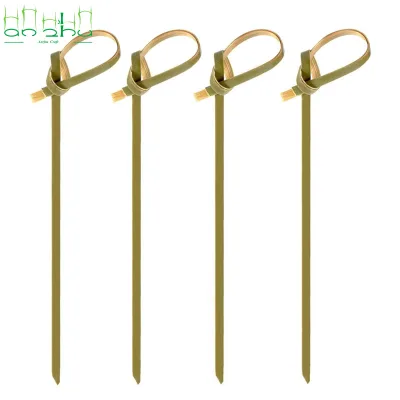 Assorted Sizes Bamboo Flower Knot String Skewers Decorative Food Picks for Cocktails Appetizers Buffets Catering and Parties