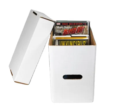 Robust Stackable White Corrugated Cardboard Organizer Carton for Long Term Comic Book Collectibles Preservation