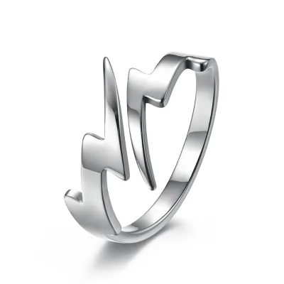 Minimalist Harajuku Style Hand Fashion Ring Personalised Lightning Opening Hipster Index Finger Ring Hollow Weddings Engagements